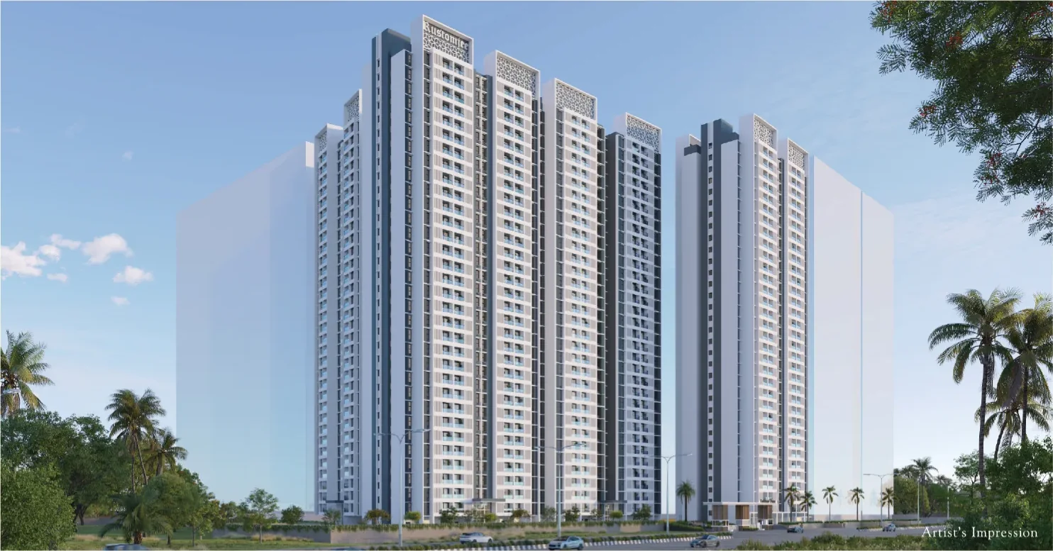 Artist's impression of the 32-storey high-rises at Rustomjee Urban Woods, Dombivli East
